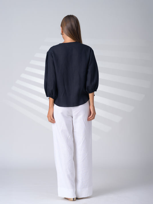 Button down linen blouse