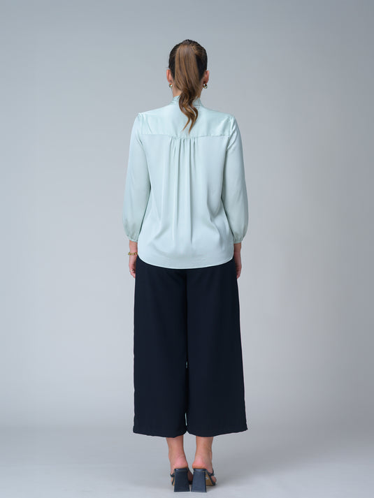 Long sleeve blouse with neck tie