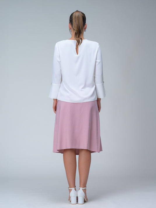 Long sleeve blouse with wide cuff & button