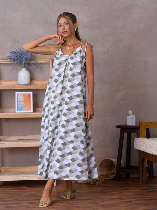 Printed strappy maxi dress