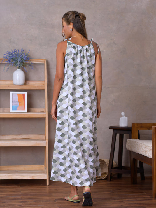 Printed strappy maxi dress