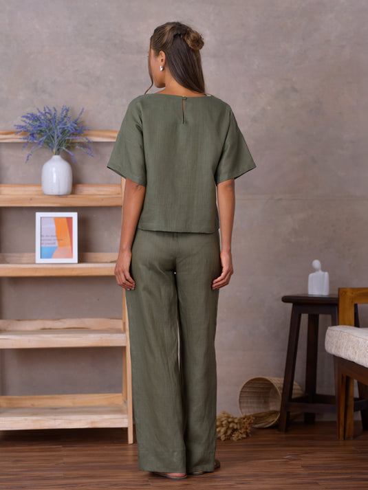 Kimono sleeve linen blouse