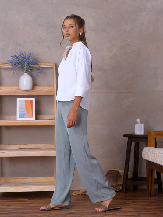 Drop shoulder crop shirt