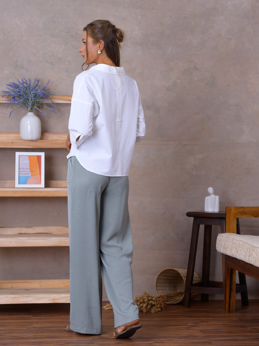 Drop shoulder crop shirt