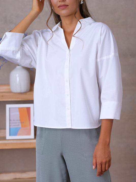 Drop shoulder crop shirt