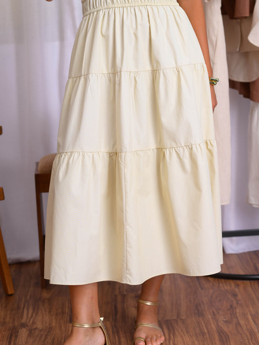 Maxi dress with tiered panels & shirring detail