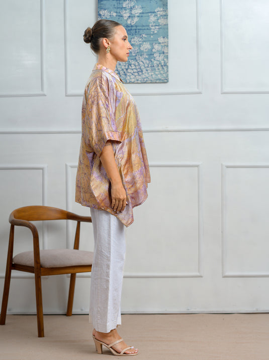 Collar detailed Batik kaftan top