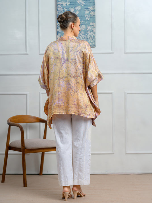 Collar detailed Batik kaftan top