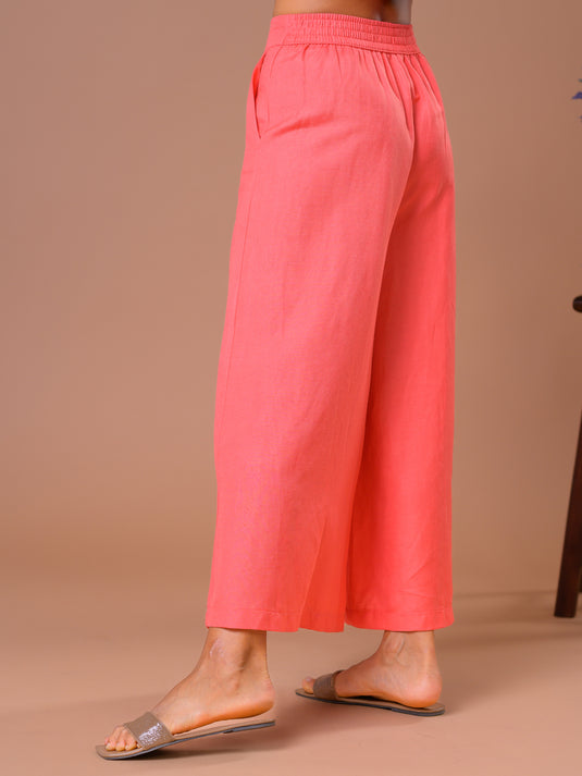 Wide leg linen pant with pin tuck