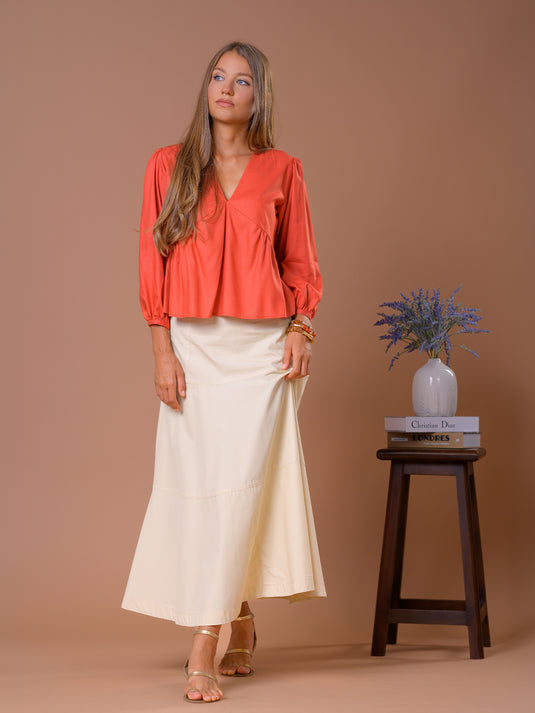 Cut panel detailed maxi skirt