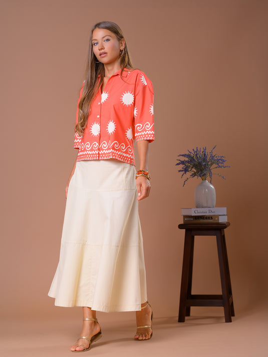 Cut panel detailed maxi skirt