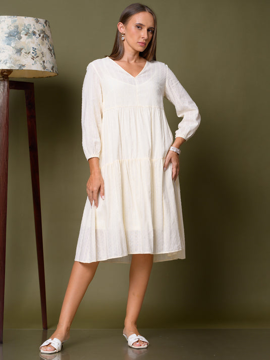 V neck tiered dress