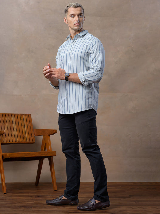 Casual Wear Stripe Long Sleeve Shirt