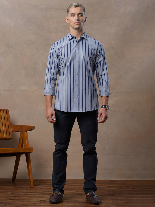 Casual Wear Stripe Long Sleeve Shirt