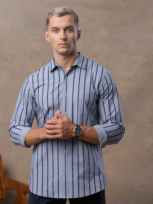 Casual Wear Stripe Long Sleeve Shirt