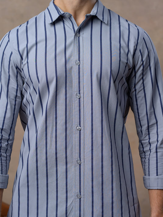 Casual Wear Stripe Long Sleeve Shirt