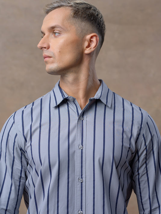 Casual Wear Stripe Long Sleeve Shirt