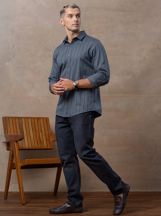 Casual Wear Stripe Long Sleeve Shirt