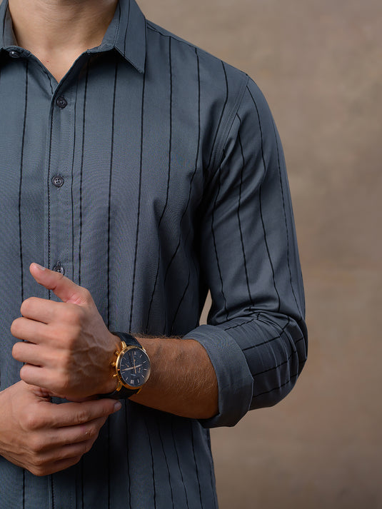 Casual Wear Stripe Long Sleeve Shirt