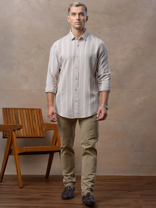 Casual Wear Stripe Long Sleeve Shirt