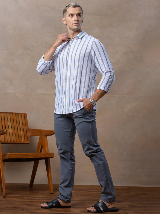 Casual Wear Stripe Long Sleeve Shirt