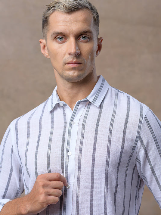 Casual Wear Stripe Long Sleeve Shirt