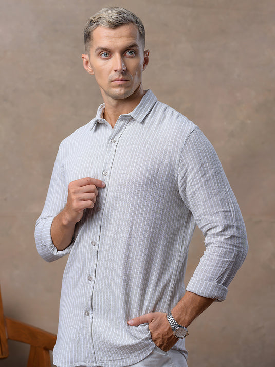 Casual Wear Stripe Long Sleeve Shirt