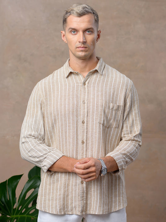 Casual Wear Stripe Long Sleeve Shirt