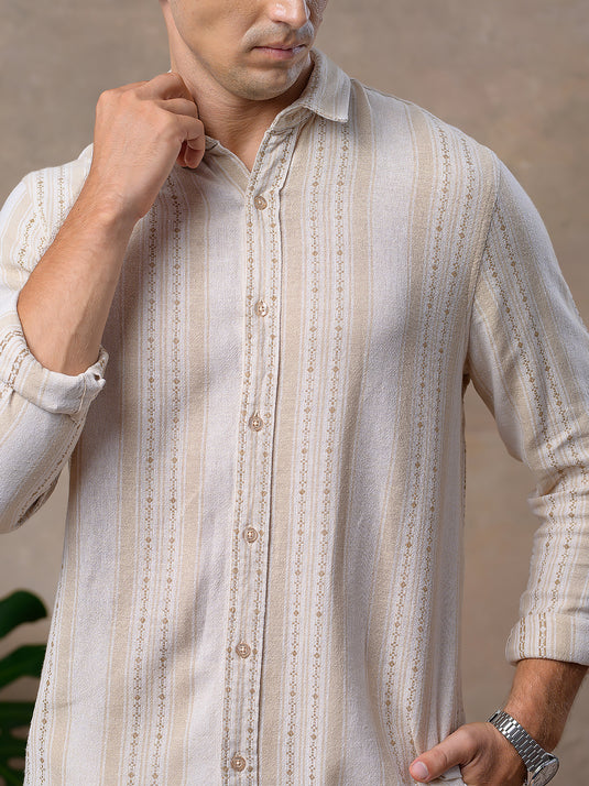 Casual Wear Stripe Long Sleeve Shirt