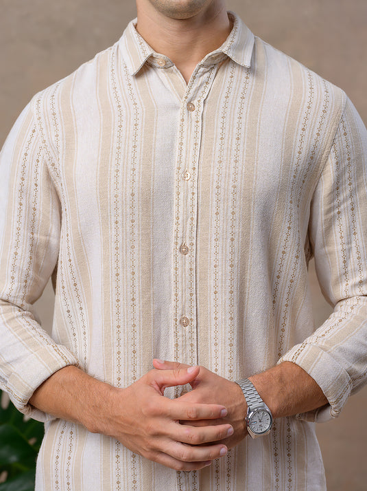 Casual Wear Stripe Long Sleeve Shirt