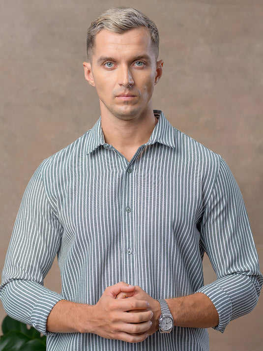 Casual Wear Stripe Long Sleeve Shirt
