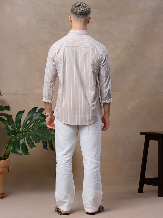 Casual Wear Stripe Long Sleeve Shirt