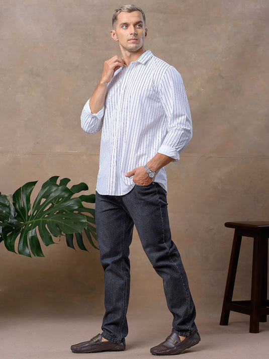 Casual Wear Stripe Long Sleeve Shirt