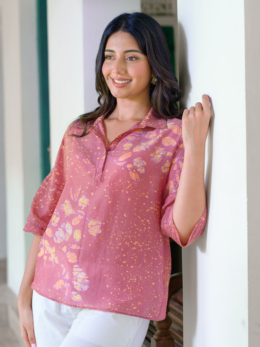 Batik floral blouse