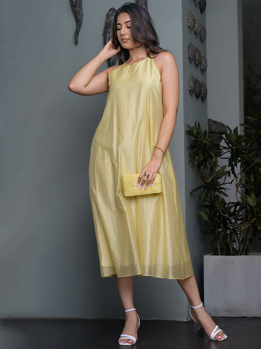 Midi dress with halter neck