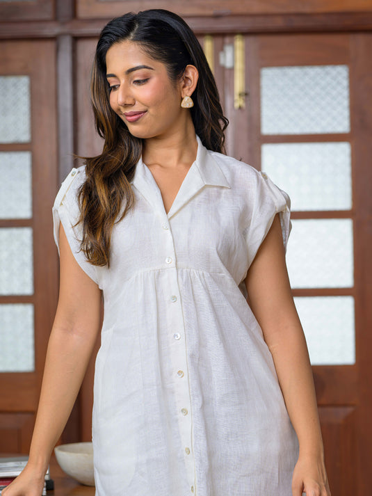 Kimono sleeve premium linen dress