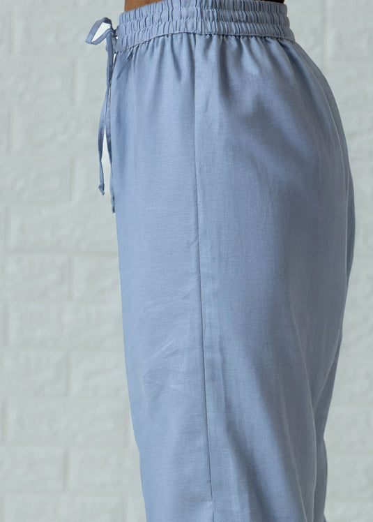 Drawcord pant with bottom pin tucks