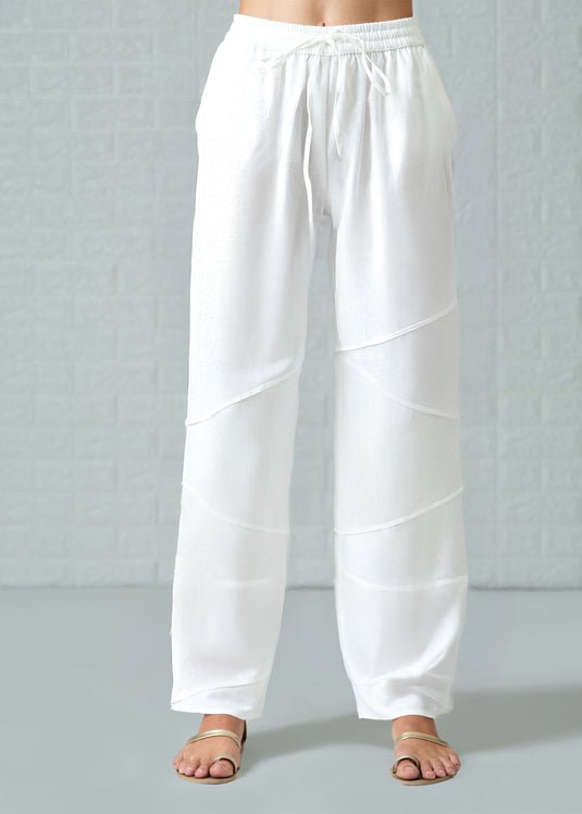 Drawcord pant with pin tuck detail