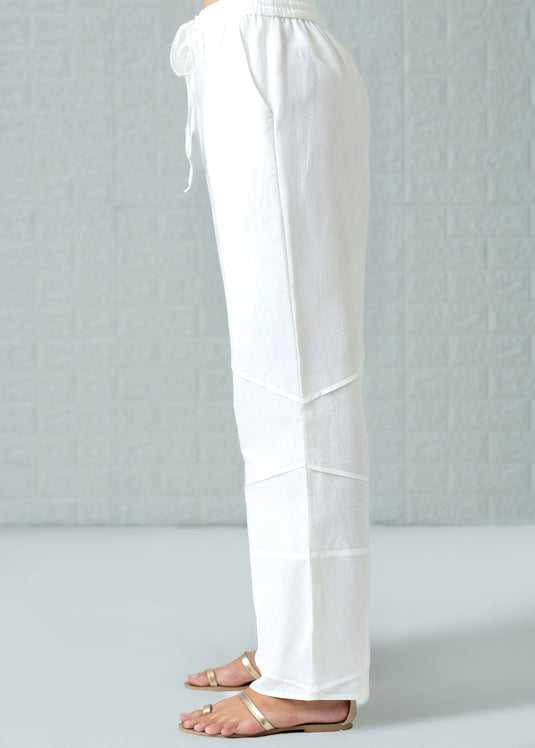 Drawcord pant with pin tuck detail