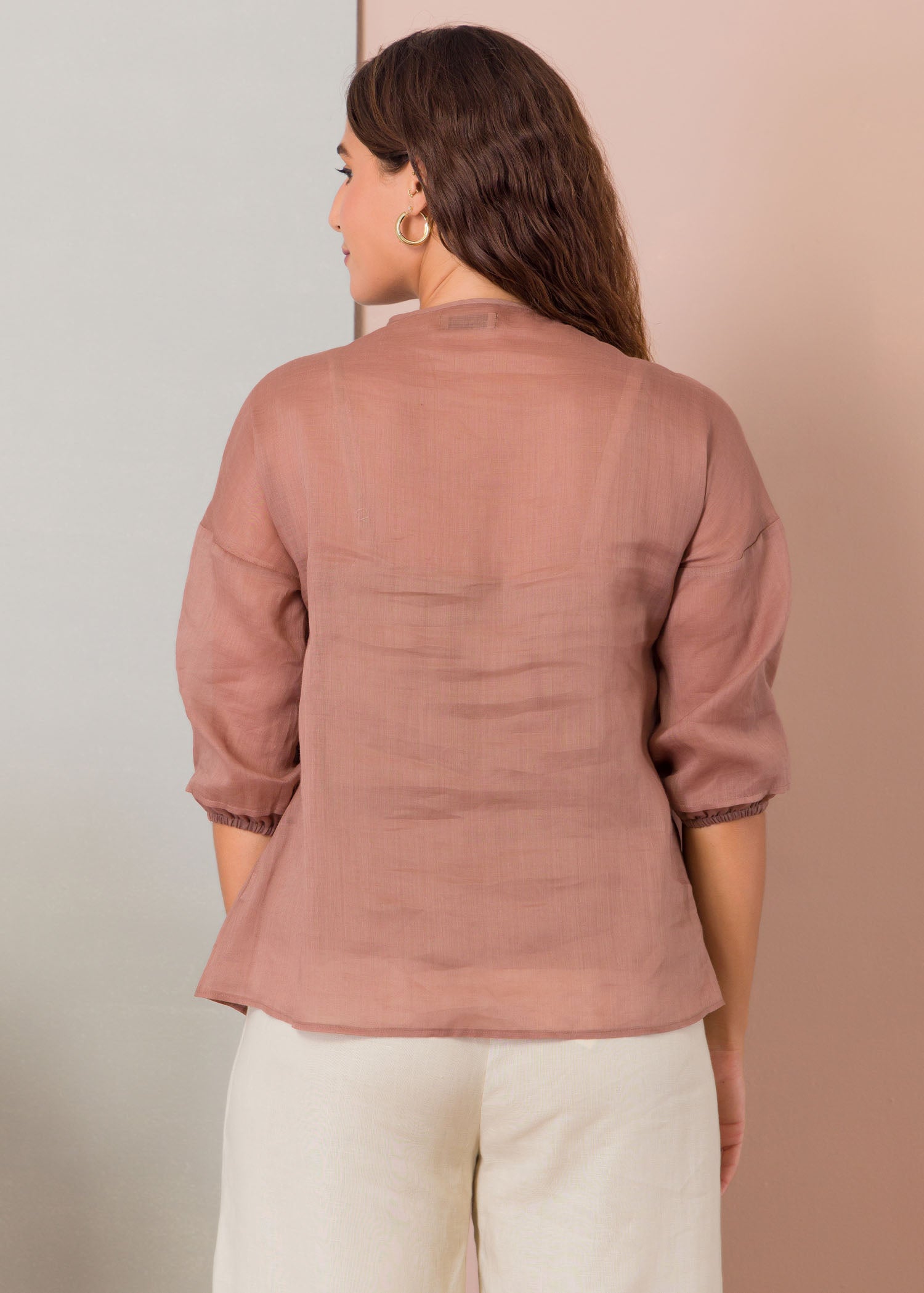 Ruching detailed blouse with tie