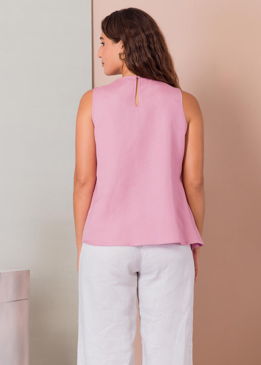 Sleeveless blouse with asymmetrical panel