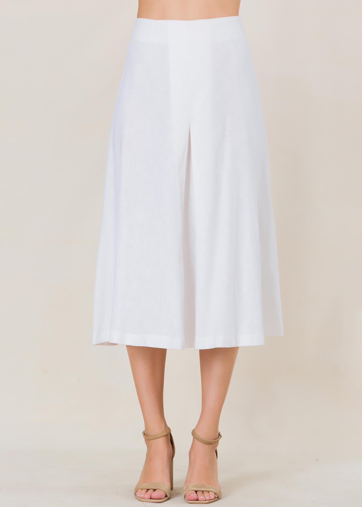 Linen skirt with front inverted pleat