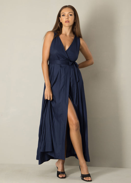 Sleeveless wrap maxi dress
