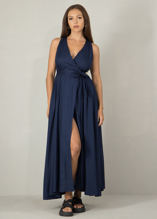 Sleeveless wrap maxi dress
