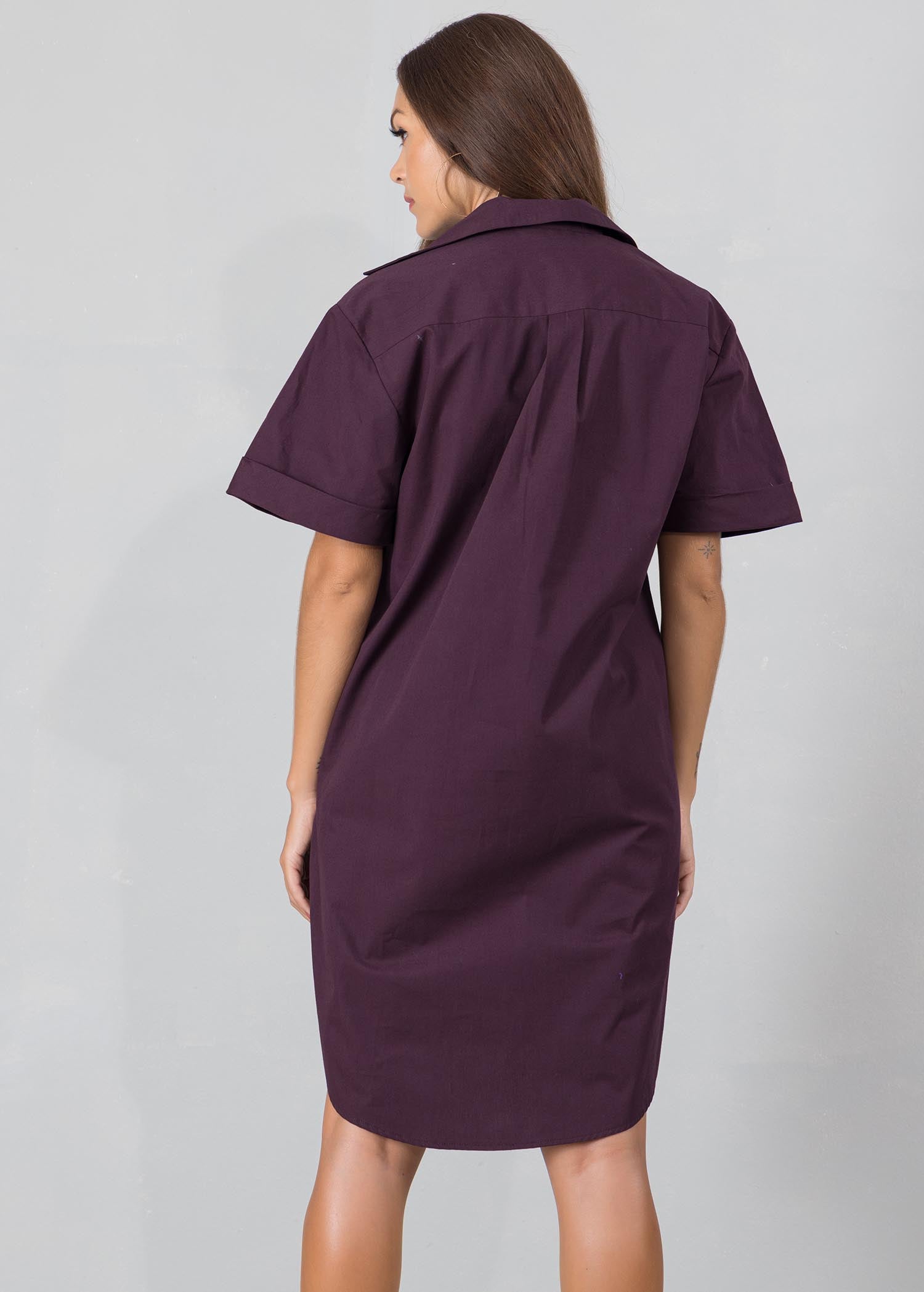 Shirt dress with large pockets
