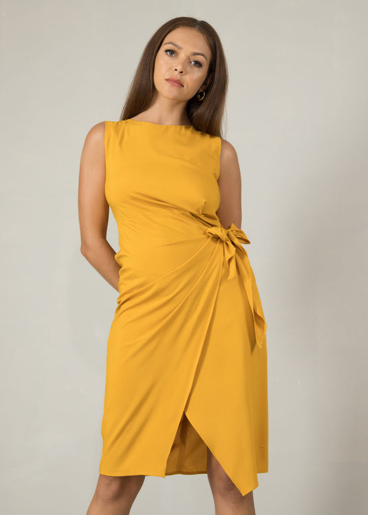 Sleeveless mock wrap dress