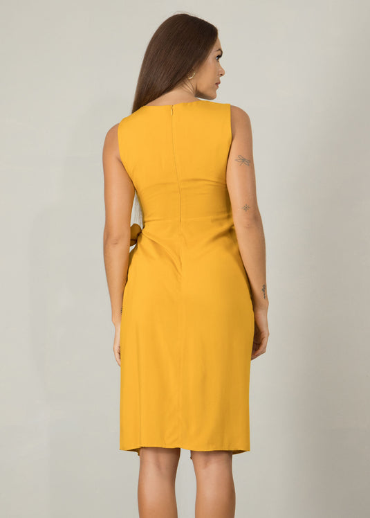 Sleeveless mock wrap dress