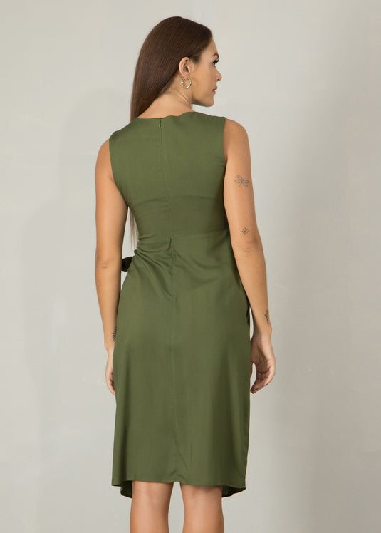 Sleeveless mock wrap dress