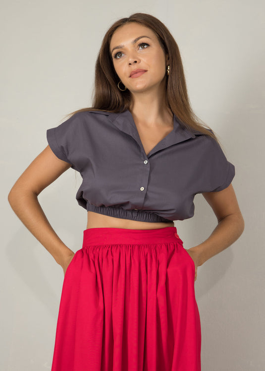 Elasticated waist crop top