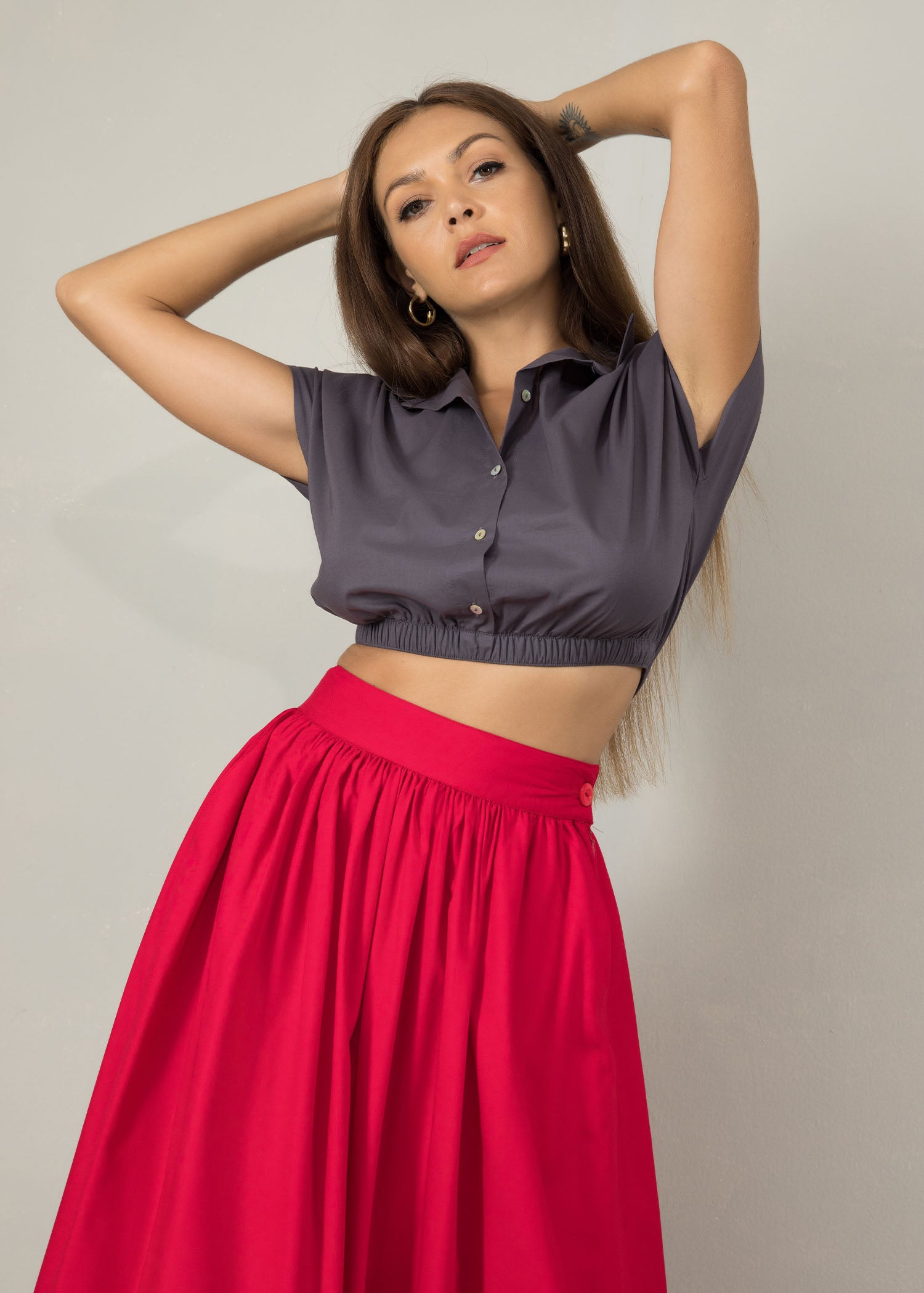 Elasticated waist crop top